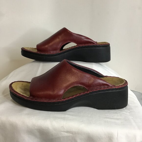 Naot Rome Rumba Leather Slip on Wedge Sandal Bordeaux Size 39 (US 8.5) - Picture 7 of 13